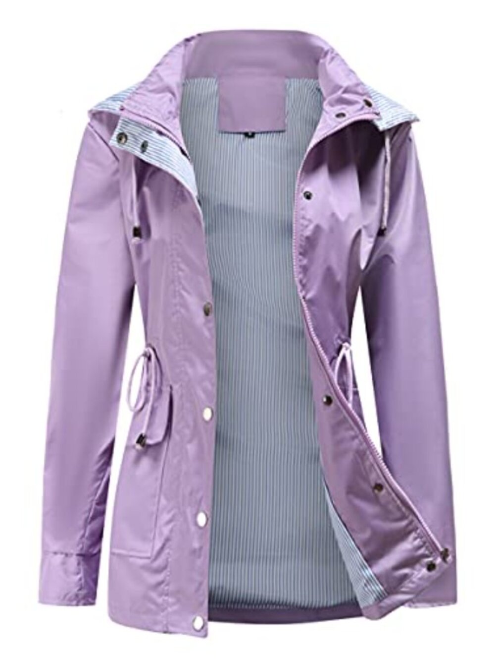 Women's Waterproof Raincoat Lightweight Hooded Windbreaker Lined Rain Jacket